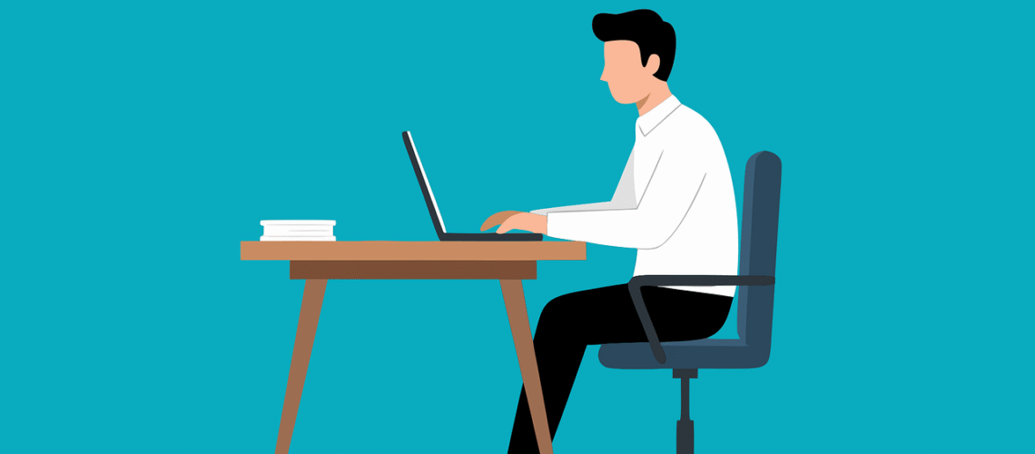 Free office worker computer vector