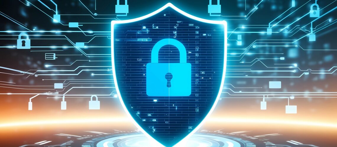 Free ai generated cybersecurity digital shield illustration